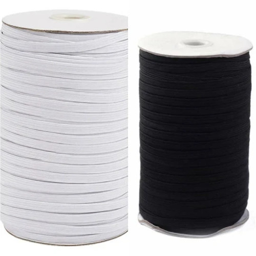 Flat elastic cord white black - cord, white/black