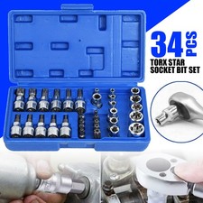 34pcs Torx Star Socket & Bit Set Male Female E&T Sockets with Torx Bits Hard Box