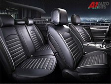 Black White PU Leather Full Set Seat Covers Padded For Peugeot 208 2008 3008 308