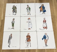 Handpainted Tiles Square Charles Dickens Themed Pilkington Blanks Vintage x9