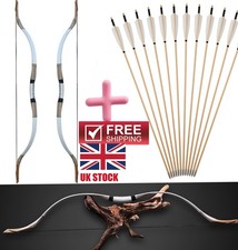 LH/RH 30-70lbs Archery Long Bow Recurve Bow Mongolian &12x Arrows Hunting Target