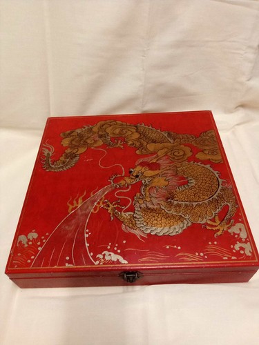 Antique dragon wooden box 32 - wooden,