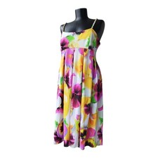 Maryan Mehlhorn Dress Sleeveless Floral Print Violets Zip Chains Size L