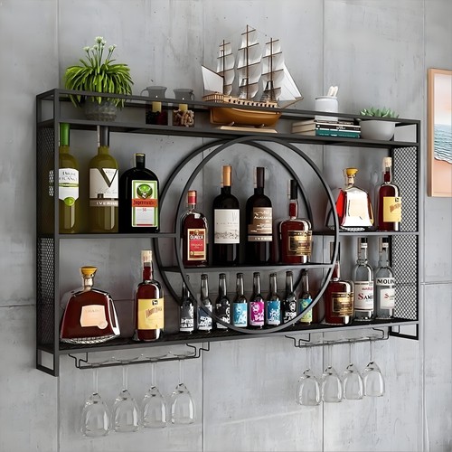 Wall mounted wine rack with - wine,