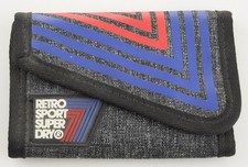 Superdry Retro Sport Tri-Fold Wallet Grey Zip Keyring Hook & Loop Unisex Casual