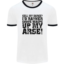 Sell My Barge? Long Narrow Boat Speedboat Mens Ringer T-Shirt