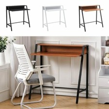 2 Tier Wooden Writing Laptop Computer Home Study Office Student Desk Table Shelf