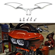 Chrome Blade Motorcycle Mirrors For Harley Davidson Road Glide Touring Custom UK
