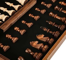 Luxury Wooden Chess Set | Handcrafted Solid Wood | Folding Walnut Board Game | G