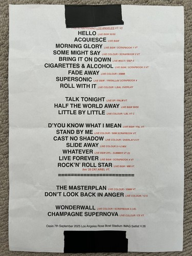 Rare oasis live - oasis, setlist