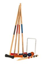 4 PERSON WOODEN HOOPS MALLET CROQUET SET GAME OUTDOOR SUMMER FUN PLAY FAMILY 