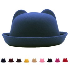 Parent-child Bowler Hat Derby Hats for Women Girls Children Cat Ear Dome Hats