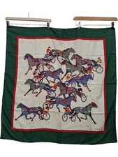 GUCCI Silk Scarf Horse Racing Print Womenswear Square Vintage Preloved