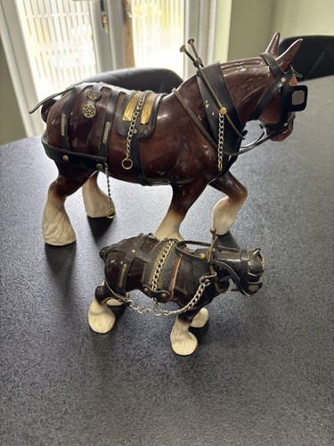Ceramic shire horses with - ceramic,