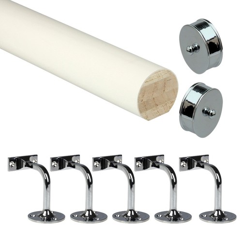 Primed wooden mopstick - wooden,