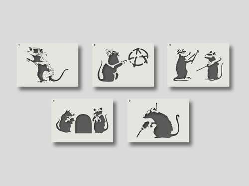 Banksy rat stencils for wall - rat,