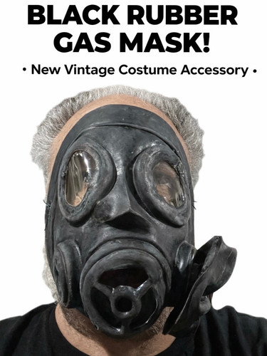Black rubber gas mask - black,