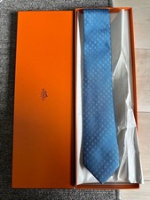 Hermes Silk Twill Tie Blue Dot