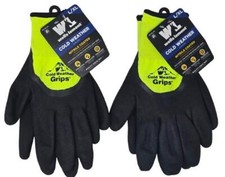 2 Pk Wells Lamont Men Nitrile Coated Cold Weather Grips Lined Work Gloves (L/XL)