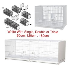 60 / 120 / 180cm Finch Canary Budgie White Wire Bird Breeding Cages in Options