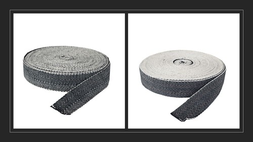 Black white herringbone jute - white,
