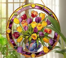 Tulips Colourful Suncatcher Stained Glass Effect Home Decor Gift Seasonal