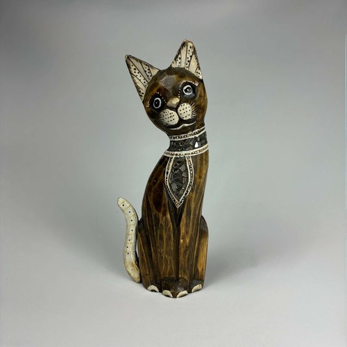 Hand carved wooden - wooden, cat