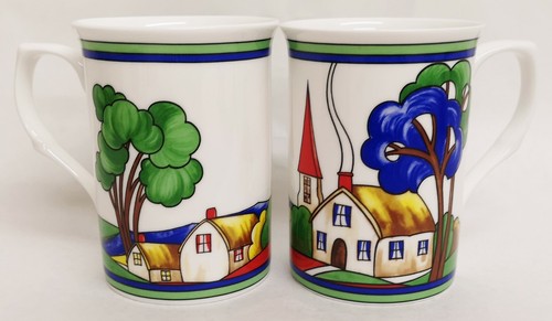 Art deco village mugs set - deco,