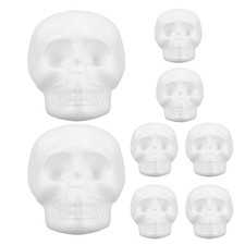  8pcs Halloween Skulls: Miniature Foam Skull Heads Realistic Human Skeleton Head