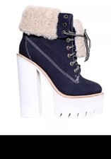 jeffrey campbell boots, Navy Nubuck, Platform, Size 6/39