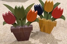 Pair of Handmade Wooden Tulips