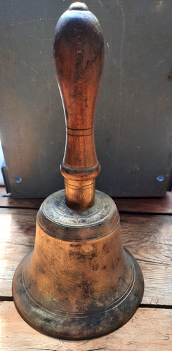 Antique brass school bell fire - antique,
