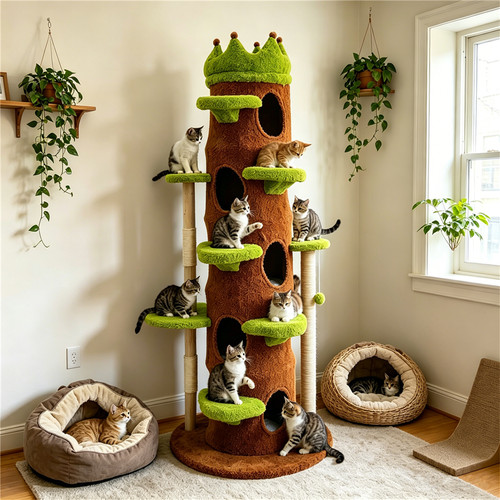 Large forest cat - forest, tree