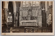LEEK Staffordshire Interior of St. Marys Church RP Postcard