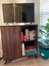 Small Side Cabinet Walnut Storage Cupboard Mid Century Modern Display Drink Unit