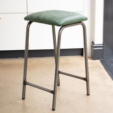 BAR STOOL FAUX LEATHER 66CM GREEN STOOL LAB STOOL BREAKFAST BAR STOOL