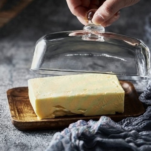 Glass butter dish with lid - with,