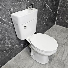 Duo All In One Toilet Basin Sink 2 in 1 Combination Cloakroom Inc Tap Rimless