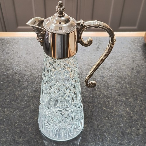 Vintage glass decanter - , silver