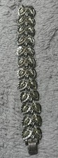 - Vintage Coro Bracelet Leaves Silver Tone signed with Pegasus Coro  7 In