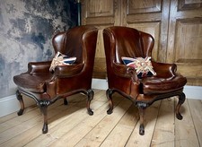 PAIR of ANTIQUE TAN LEATHER
