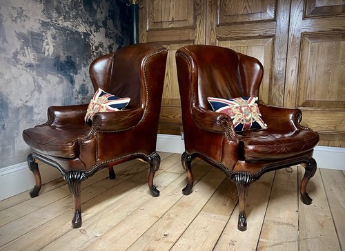 Pair antique tan - tan, leather