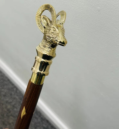 Brass ram head walking - brass,