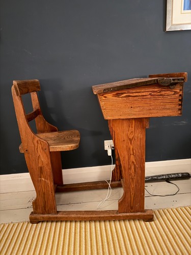 Vintage wooden school - vintage, desk