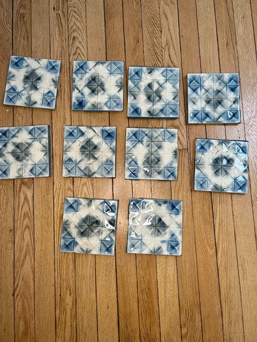 Ten antique hearth tiles - ten,