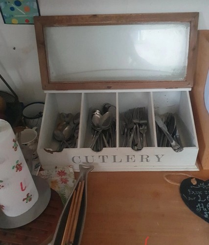 Cutlery organiser wooden box - wooden,