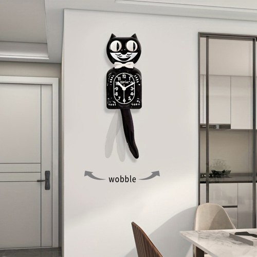 Original black cat clock - black,