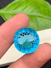 29.8 Ct GIE Certified Natural Swiss Blue Flawless Topaz Round Cut Loose Gemstone