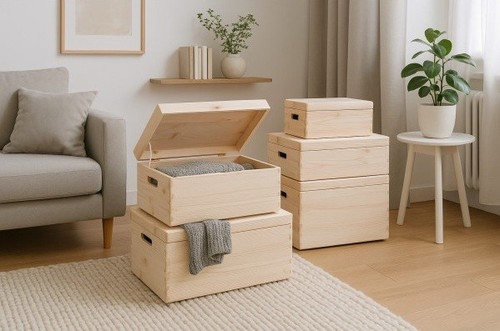Large wooden storage boxes - storage,