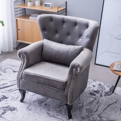 Grey wing back becliner chair - grey,